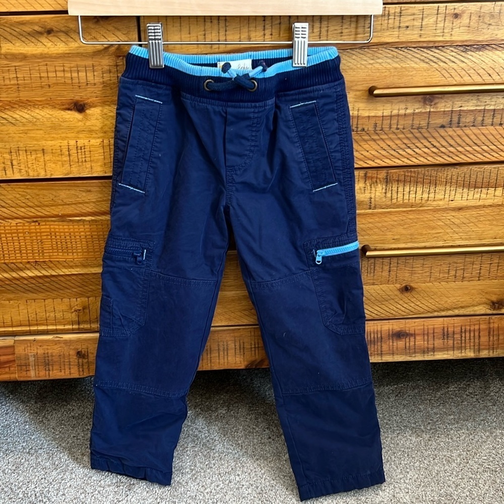Mini Boden Navy Draw String Cargo Lined Pants